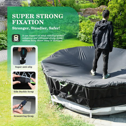 18FT Round Winter Pool Cover – Heavy Duty 500D Above Ground Pool Cover with Windproof Straps & UV Resistance