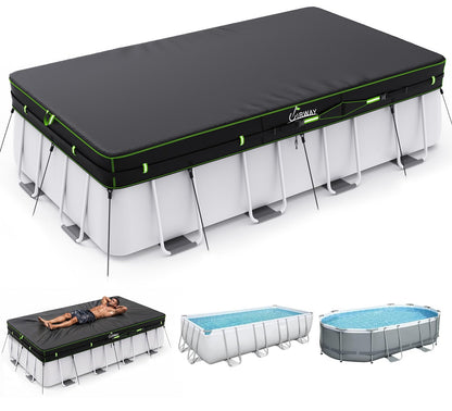 18FT Round Winter Pool Cover – Heavy Duty 500D Above Ground Pool Cover with Windproof Straps & UV Resistance